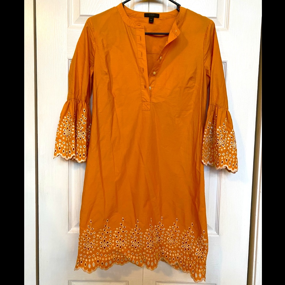 J Crew PXS. Mustard/orange dress with slip.